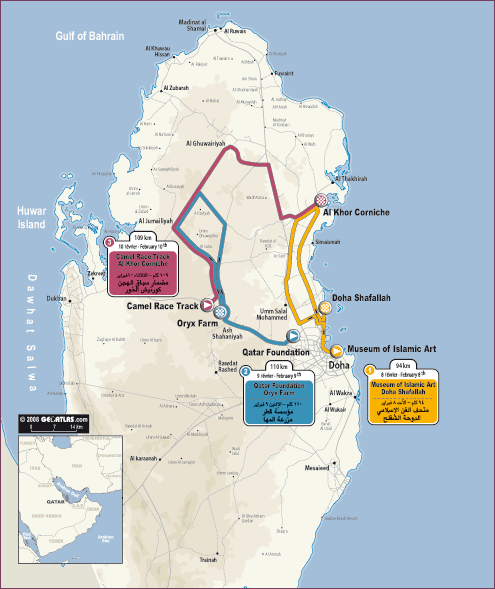 レディース・ツアー・オブ・カタールのコースマップ