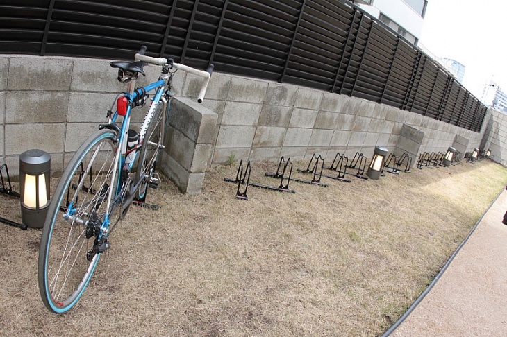 中庭には自転車を停めるスペースがたっぷり有る。防犯上も安心