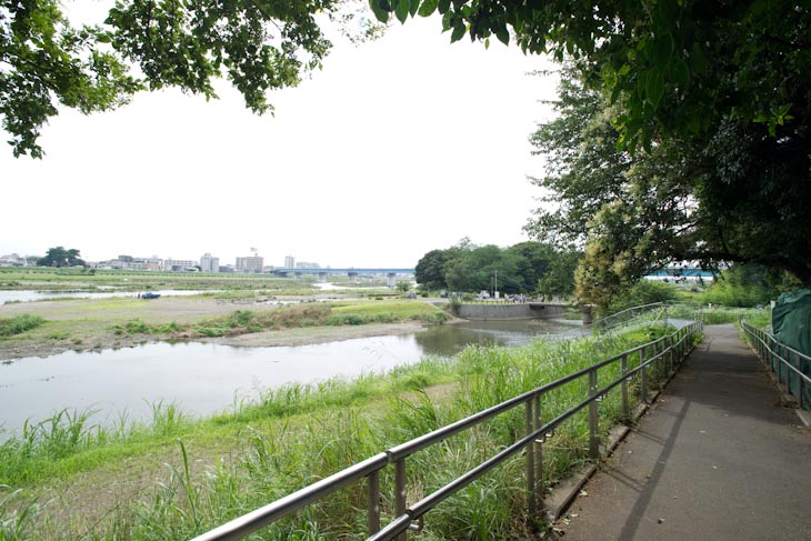 お店の裏はすぐ多摩川