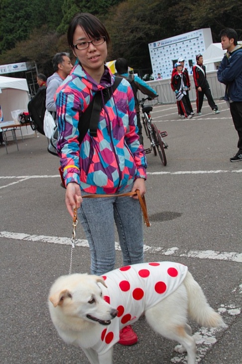 山岳賞ジャージを着たワンちゃん