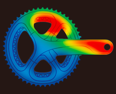 ペダリングによるトルクを徹底分析し、4アームで高い剛性を達成している