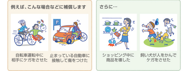 賠償責任補償は自転車事故に加え日常生活での事故も対象