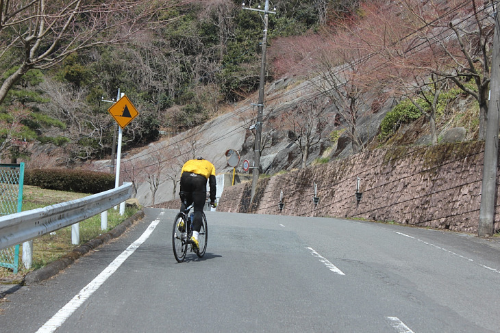 頂上手前の急坂を食いしん坊が気合いで乗り切る。目前にうどんがあれば決して弱音は吐きません。