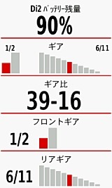 シマノDi2と連携することでバッテリー残量やギア位置が確認できる