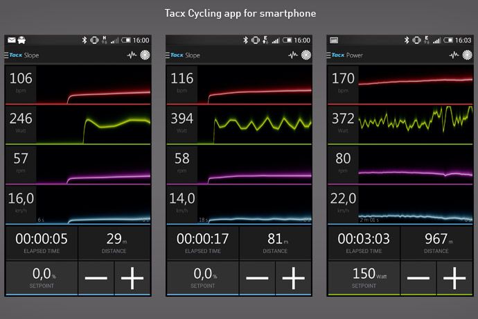 スマートフォンでTacx Cycling appを使用した際のスクリーンキャプチャー