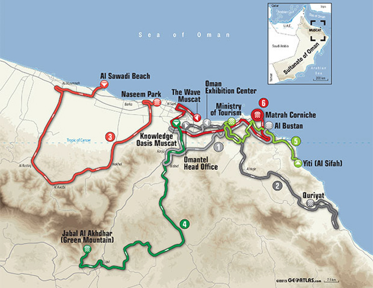 ツアー・オブ・オマーン2016コース全体図