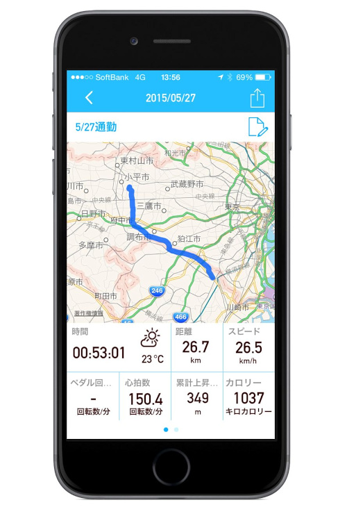 走行ルートを気軽に記録することができ、サイトにアップロードすることができる