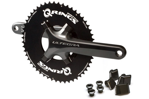 ローター Q-RINGS SHIMANO 4arm + アルミ製ボルトカバー（6800系ULTEGRA用）