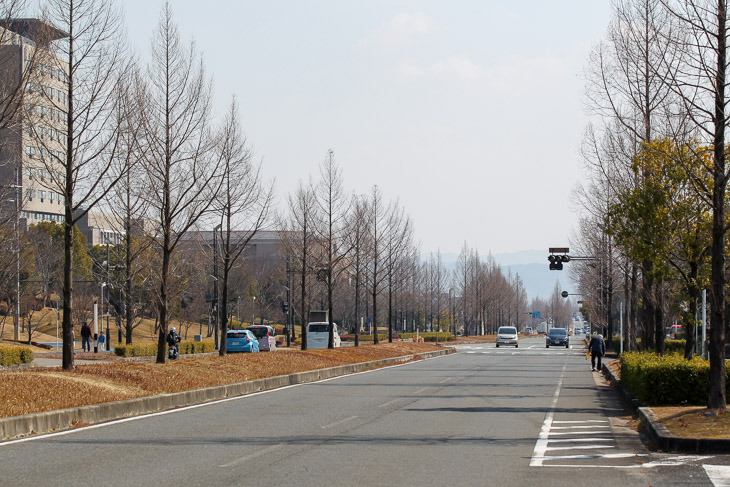 京都ステージ　フィニッシュはけいはんなプラザ（パナソニック前）反対側の車線になる