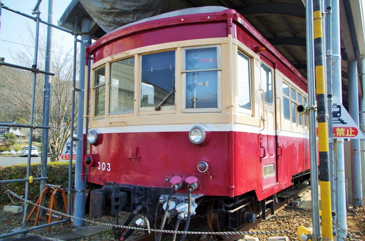 月に一度運転される片上鉄道の輸送用滑車。客車車両十一両が動態保存されている