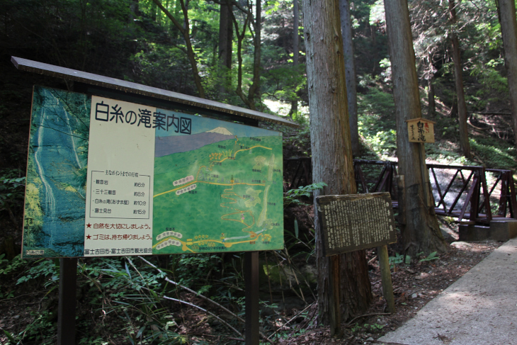 これから登山が始まると告げる観光看板