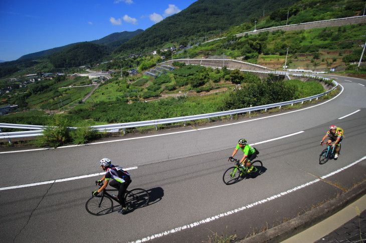 広大な葡萄畑を横目に走る山梨フルーツライド