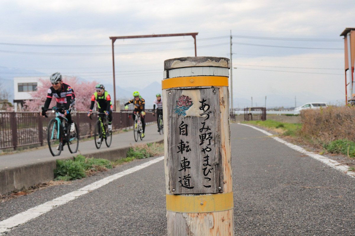 のどかな風景のあずみ野やまびこ自転車道を行く