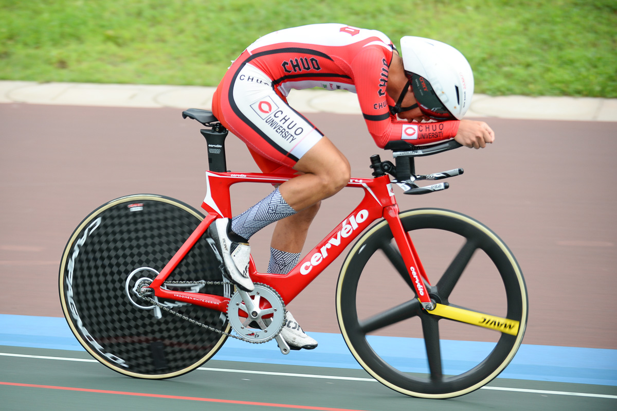 男子4kmインディヴィデュアルパーシュート予選 1位 山本哲央（中央大学）4分28秒617