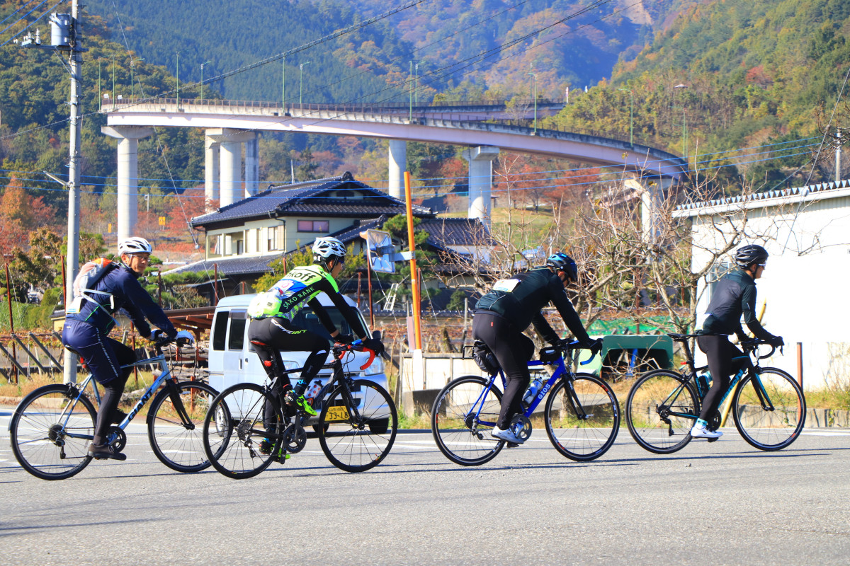 遠くに見えるループ橋　あそこまで登るのだ