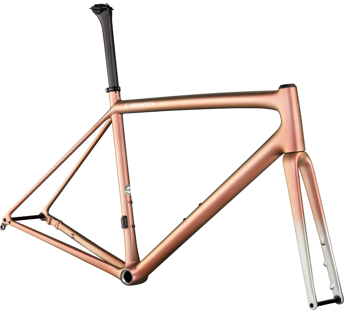 S-WORKS AETHOS フレームセット（Satin Flake Silver/Red Gold Chameleon Tint/Brushed Chrome）