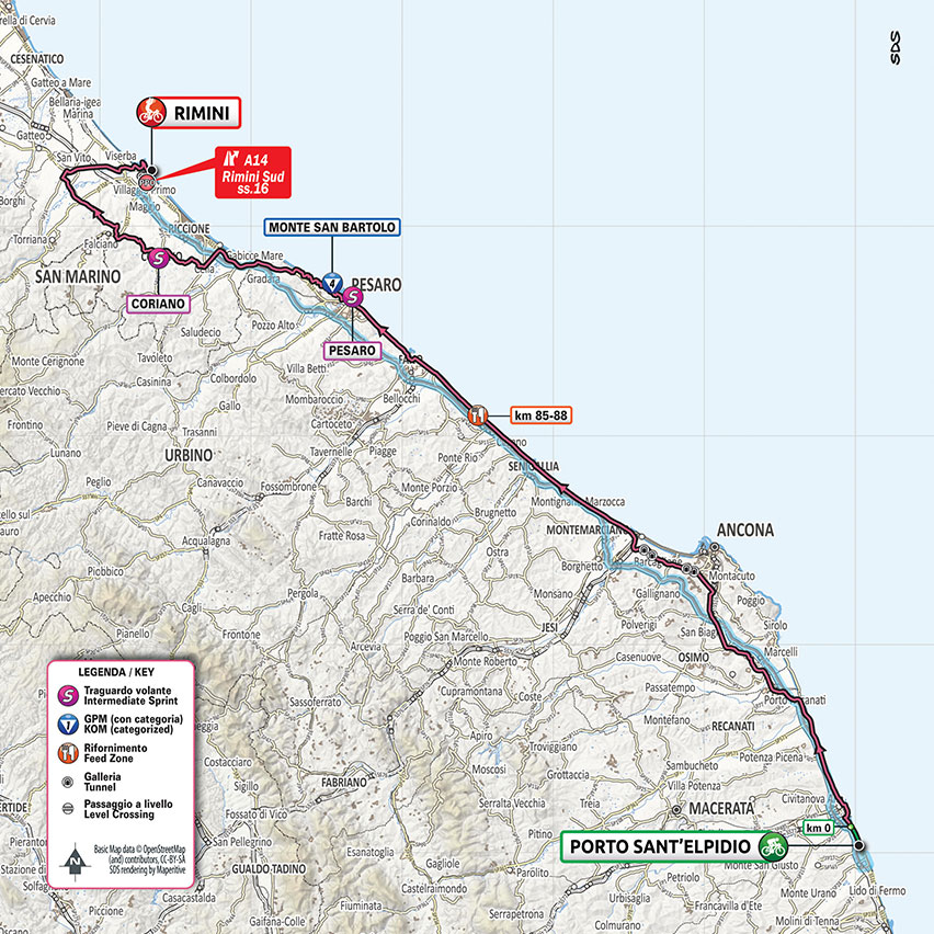 10月14日（水）第11ステージ　ポルトサンテルピディオ〜リミニ　182km　☆