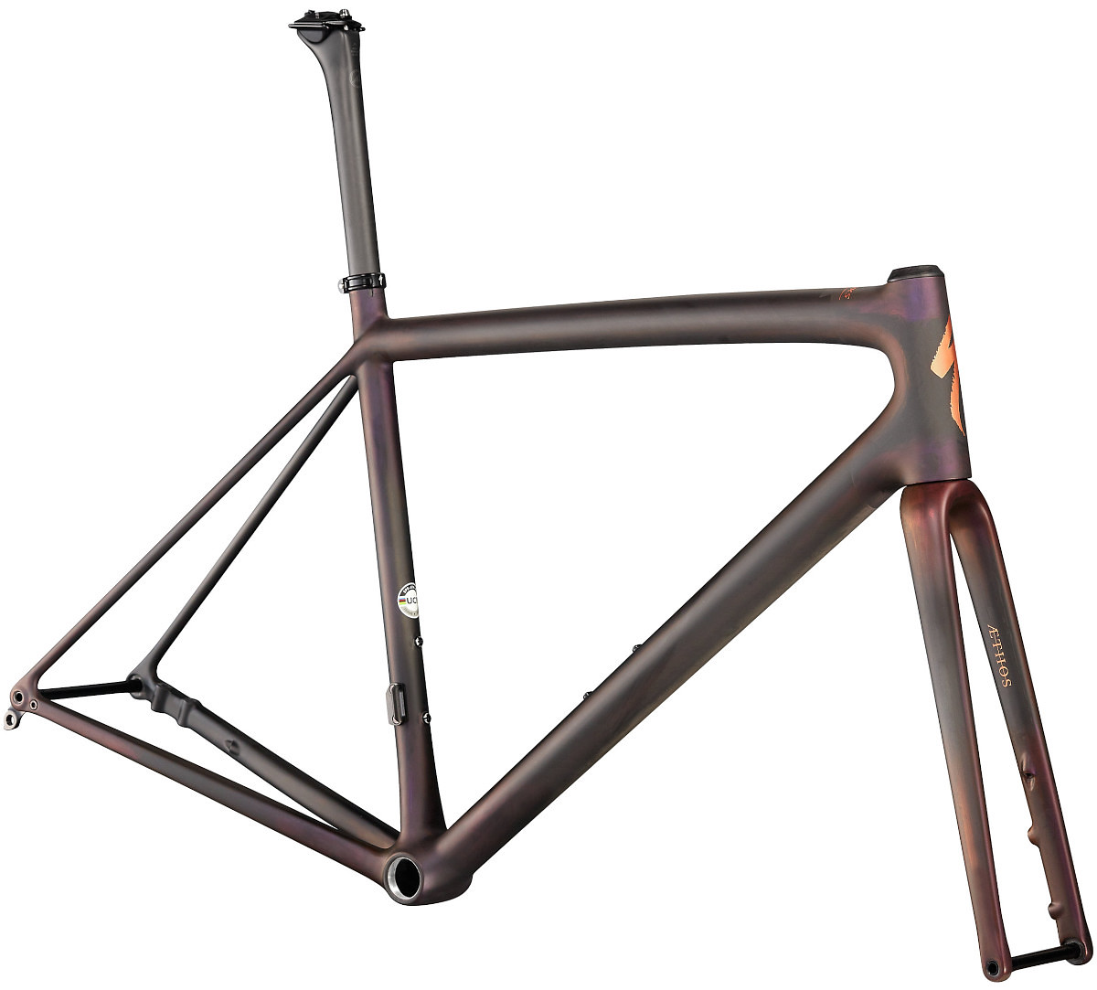 S-WORKS AETHOS フレームセット（Satin Carbon/Red Gold Chameleon/Bronze Foil）