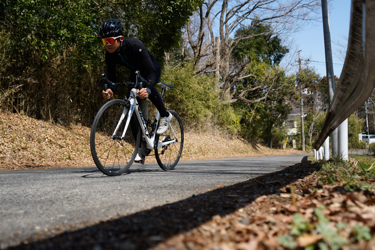 転がりが軽く、登りでも非常にスムーズに走れた