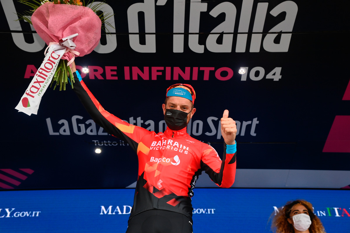 ステージ初優勝を飾ったダミアーノ・カルーゾ（イタリア、バーレーン・ヴィクトリアス）