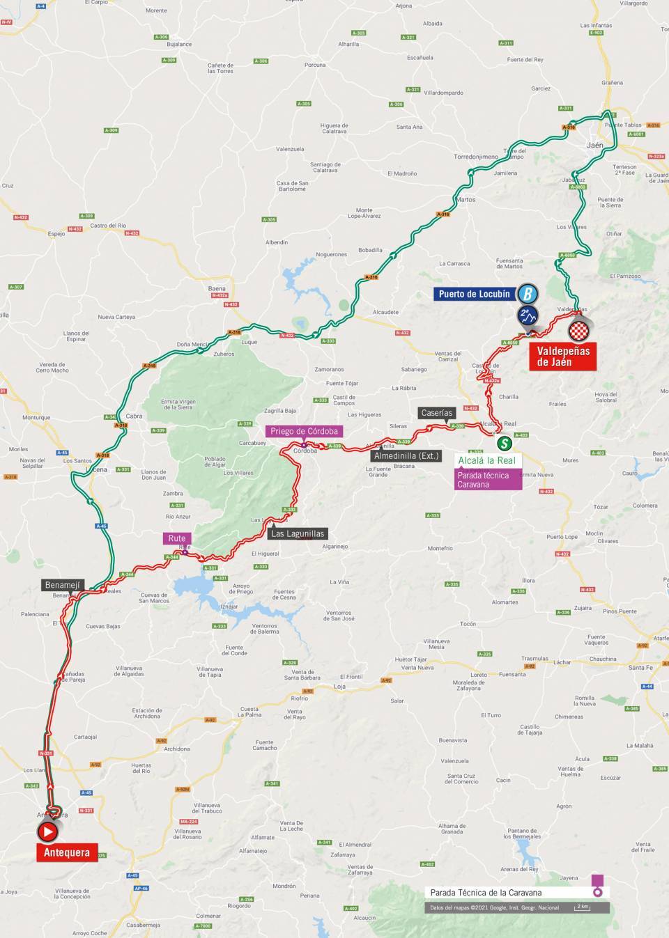 8月25日（水）第11ステージ　アンテケラ〜バルデペーニャス・デ・ハエン　133.6km