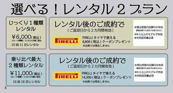 2種類のレンタルプランから選択可能