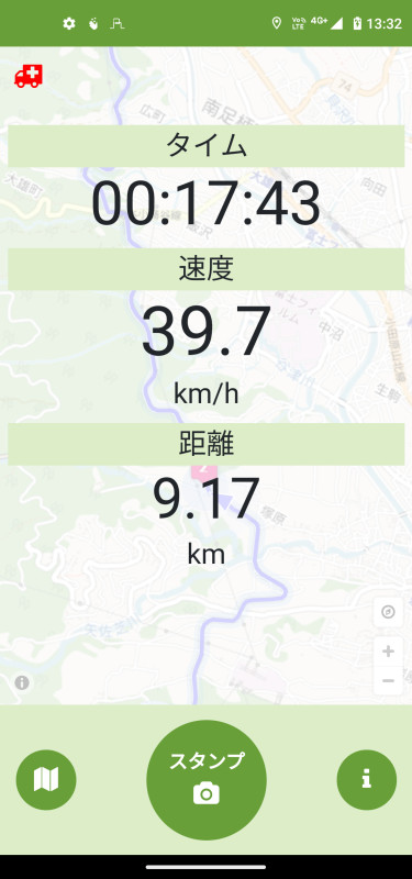 走行タイムや速度なども表示可能だ