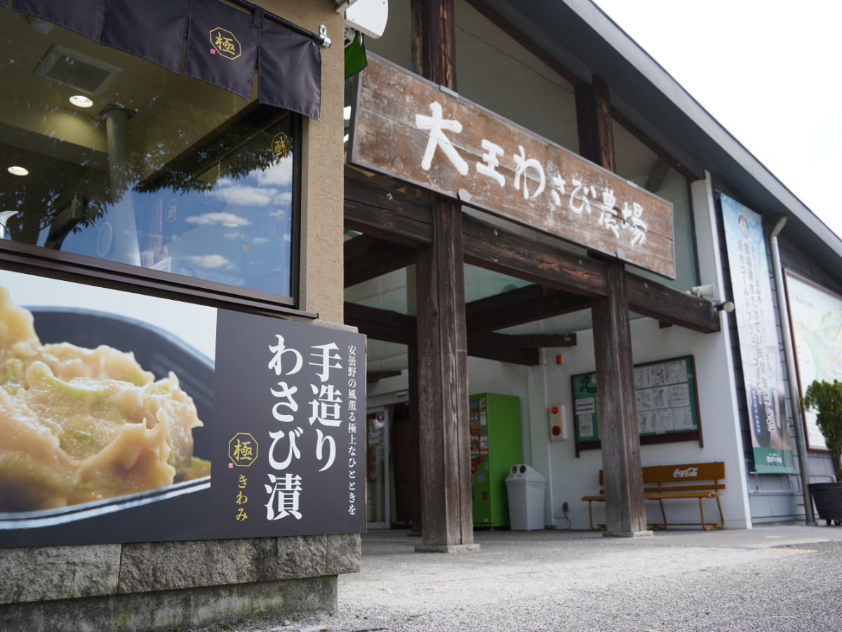 スタート会場近くのCP「大王わさび農場」。安曇野はわさびの名産地だ