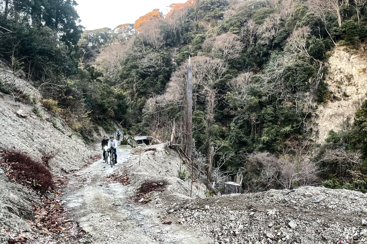 保田見林道にて。クルマ一台ギリギリ通れるほどの小道だった